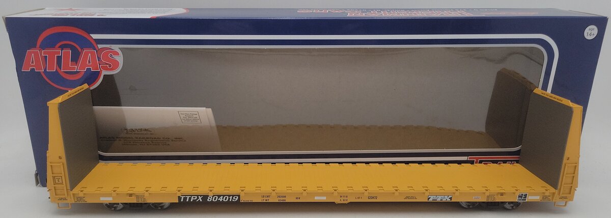 Atlas 2002664-3 O Gauge TTX Bulkhead Flat Car #804019 EX/Box