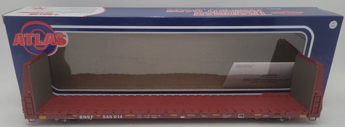 Atlas 2001751-3 O Scale BNSF 62` Bulkhead Flat Car #546014 (2-Rail) LN/Box