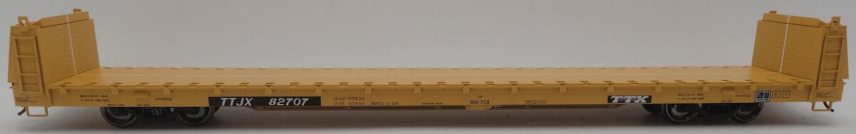 Atlas 2001771-4 O Scale TTX Trainman Short Bulkhead Flat Car #82707 (2-Rail) EX/Box
