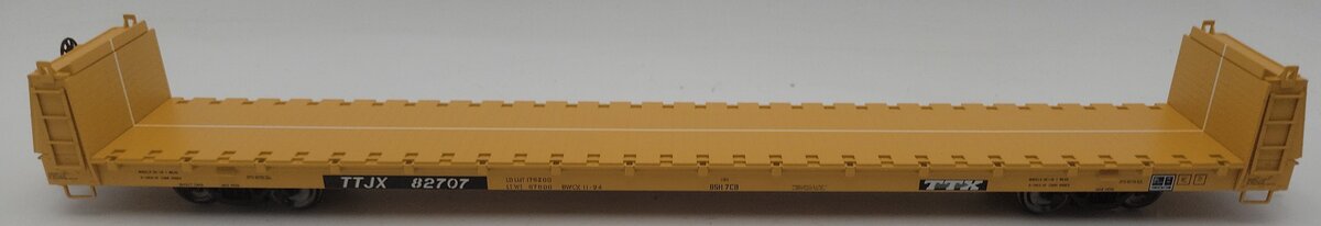 Atlas 2001771-4 O Scale TTX Trainman Short Bulkhead Flat Car #82707 (2-Rail) EX/Box