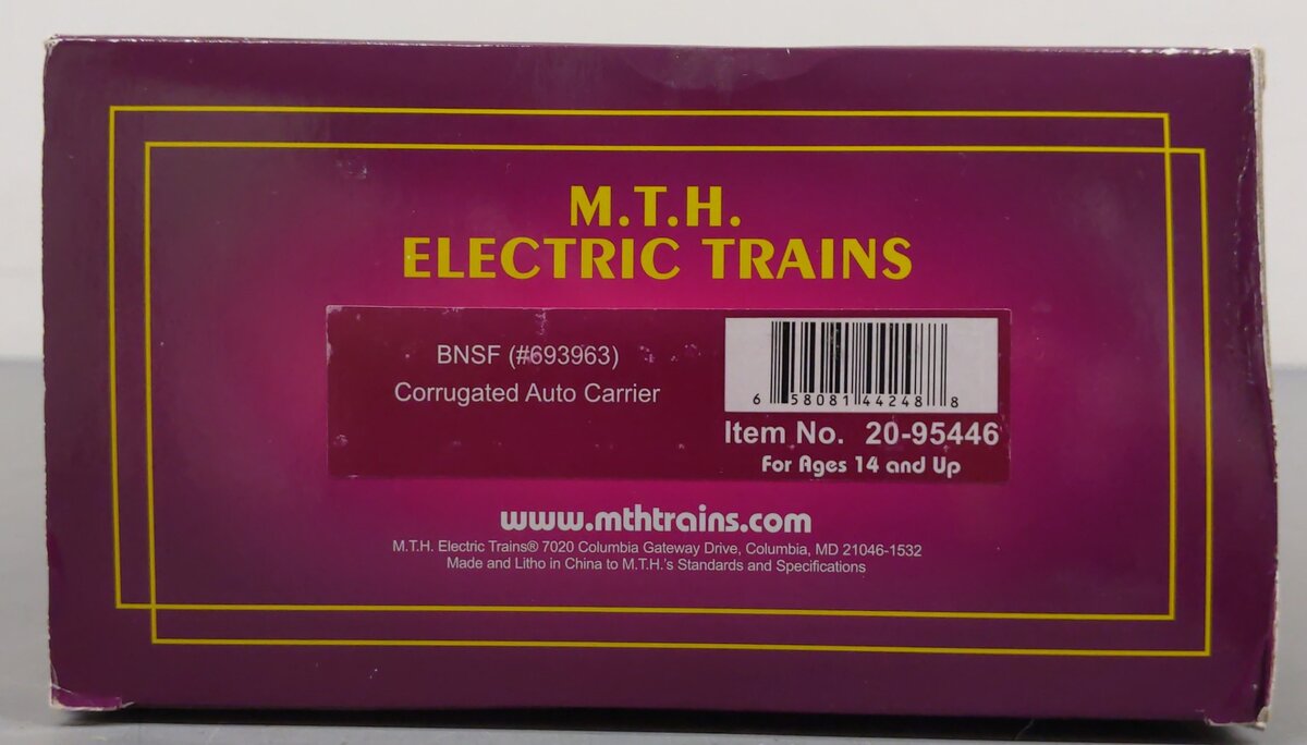 MTH 20-95446 O Gauge BNSF Corrugated Auto Carrier #693963 EX/Box