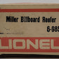 Lionel 6-9852 O Gauge Miller Beer Billboard Reefer Car VG/Box