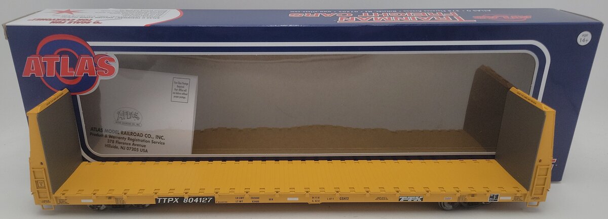 Atlas 2002664-4 O TTX Bulkhead Flat Car #804127 (2-Rail) EX/Box