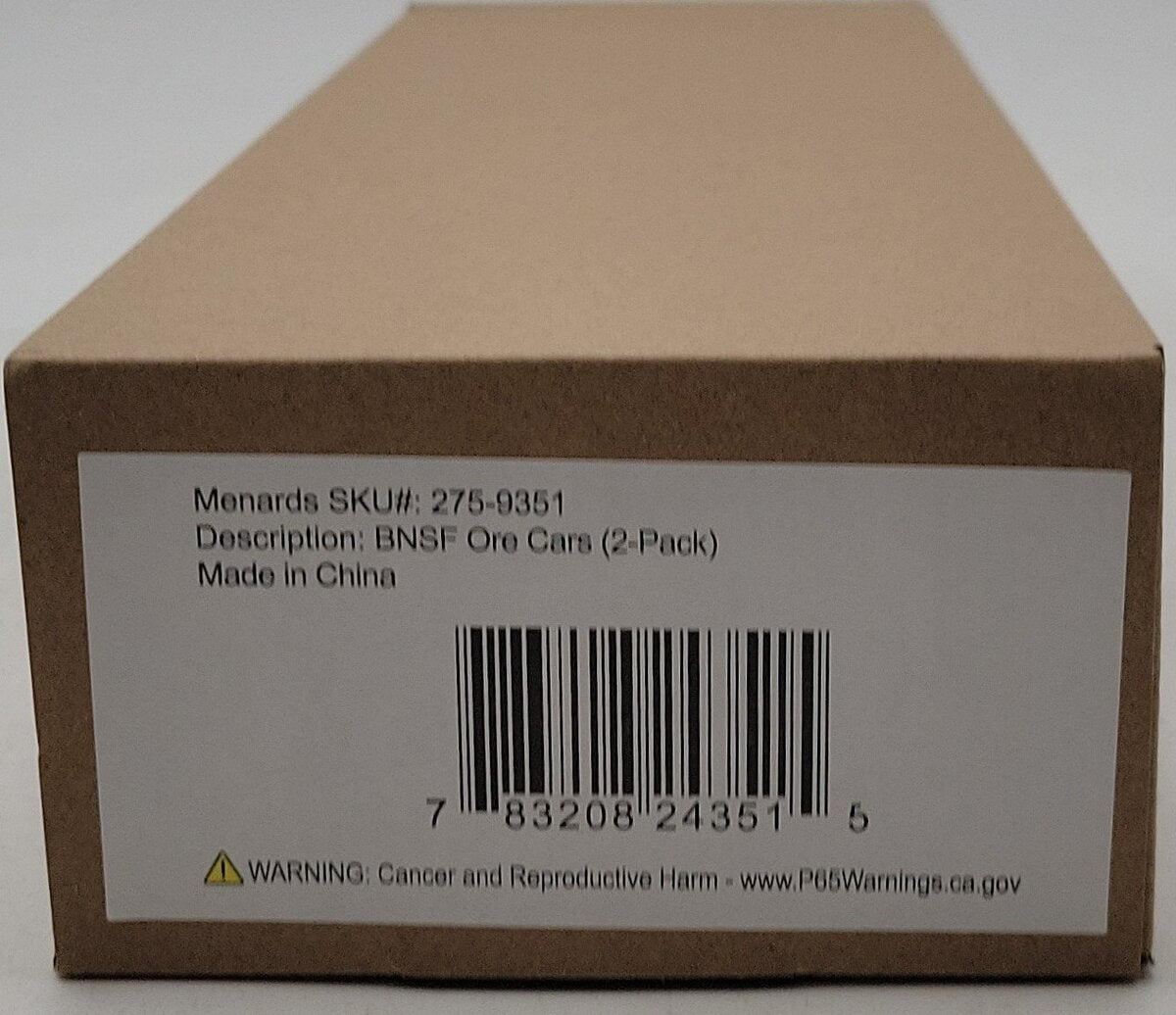 Menards 275-9351 O Gauge BNSF Ore Cars (2 Pack) #4096,4095 NIB