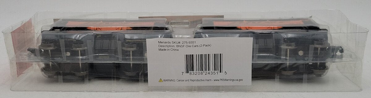 Menards 275-9351 O Gauge BNSF Ore Cars (2 Pack) #4096,4095 NIB
