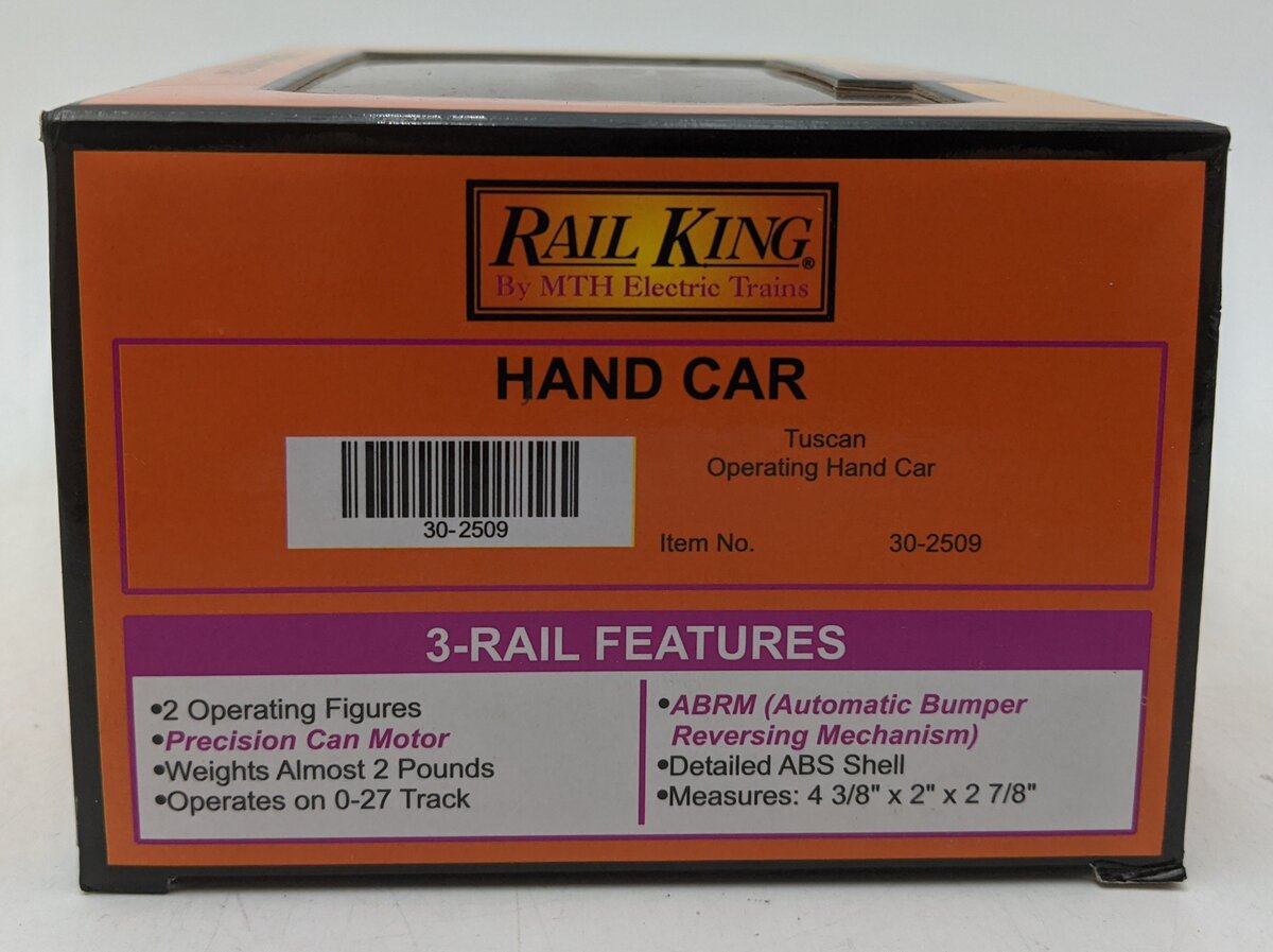MTH 30-2509 O Gauge Tuscan Operating Hand Car LN/Box