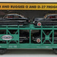 MTH 30-7682 O New York Central Auto Carrier #325 with (4) Ertl 1949 Mercurys VG/Box