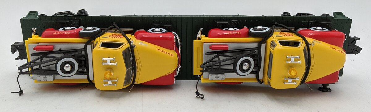 MTH 30-76123 O Gauge Southern Flatcar w/2 Chevy Tow Trucks LN/Box