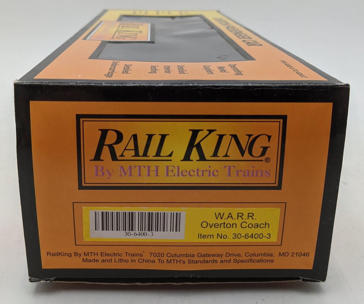 MTH 30-6400-3 O Gauge W.A.R.R. Overton Illuminated Coach LN/Box