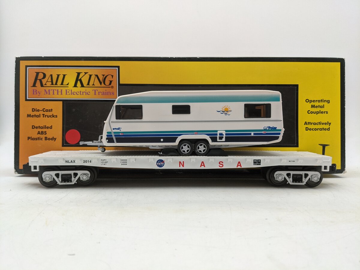 MTH 30-76535 NASA 50' Flatcar w/Camper EX/Box