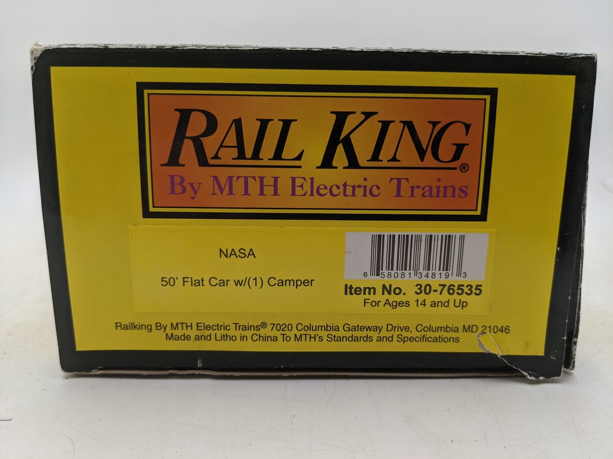 MTH 30-76535 NASA 50' Flatcar w/Camper EX/Box