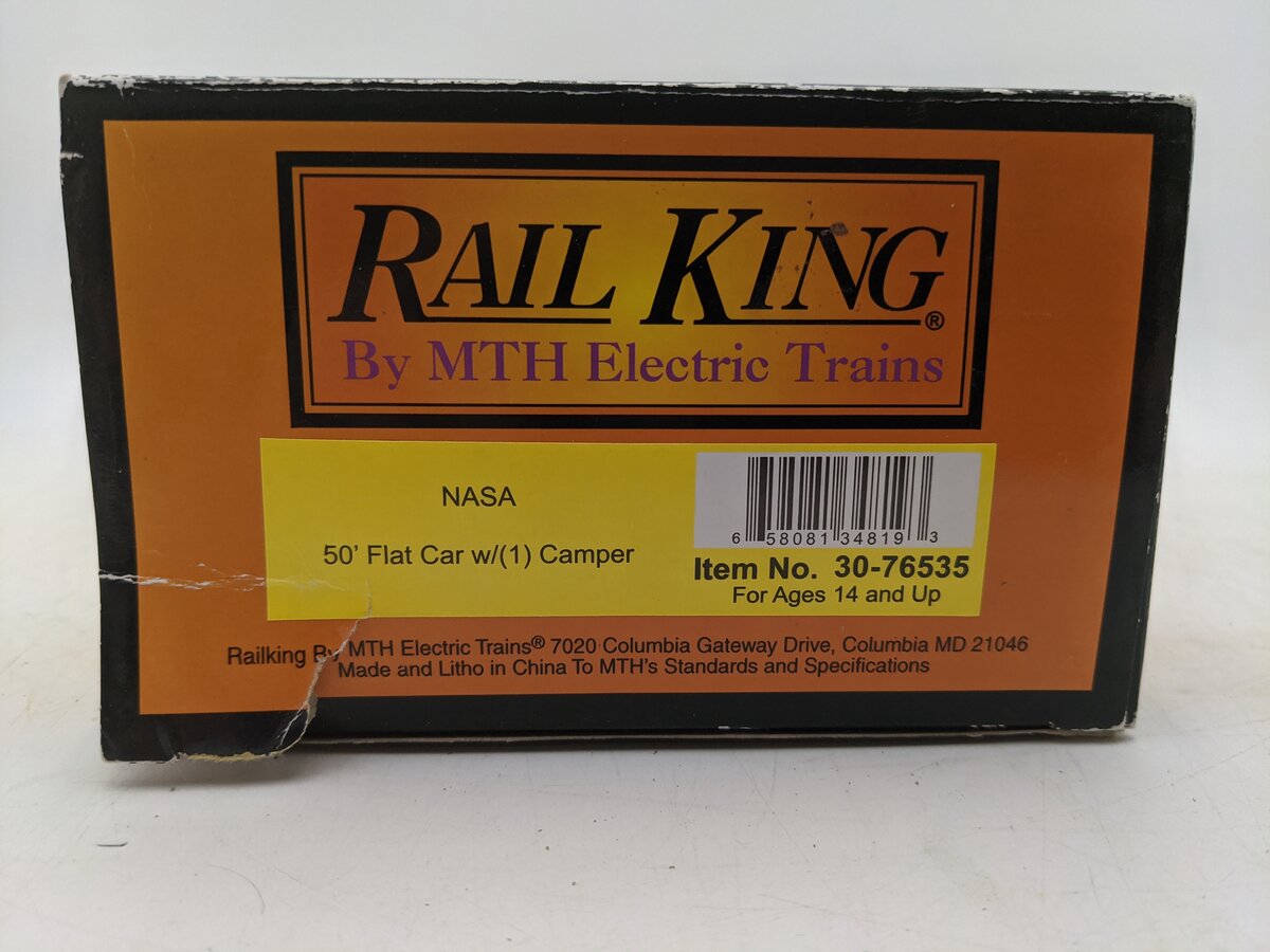 MTH 30-76535 NASA 50' Flatcar w/Camper EX/Box