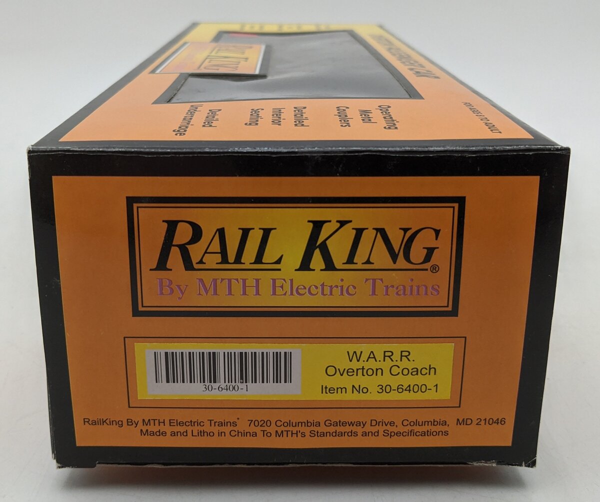 MTH 30-6400-1 O Gauge Western & Atlantic Railroad Overton Illuminated Coach LN/Box