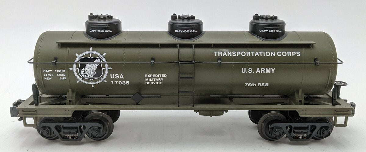 MTH 30-7364 O Gauge Army 3-Dome Tank Car #17035 LN/Box