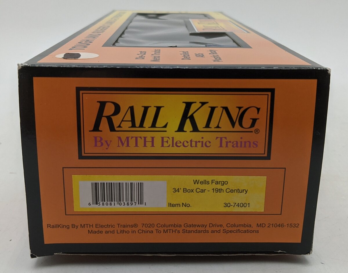 MTH 30-74001 O Gauge Wells Fargo 19th Century 34' Boxcar LN/Box