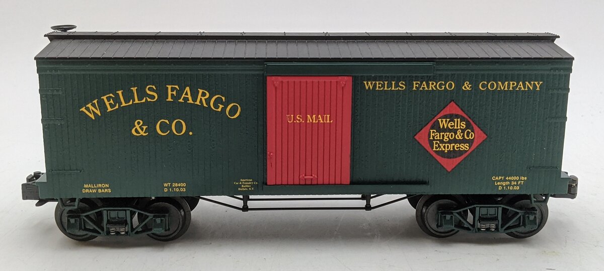 MTH 30-74001 O Gauge Wells Fargo 19th Century 34' Boxcar LN/Box