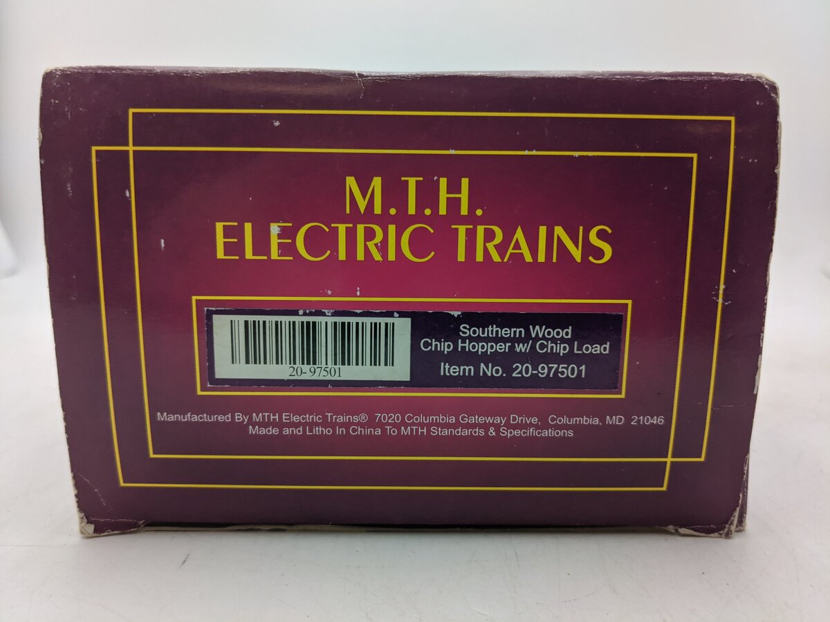 MTH 20-97501 O Gauge Southern Wood Chip Hopper Car With Load #139750 EX/Box