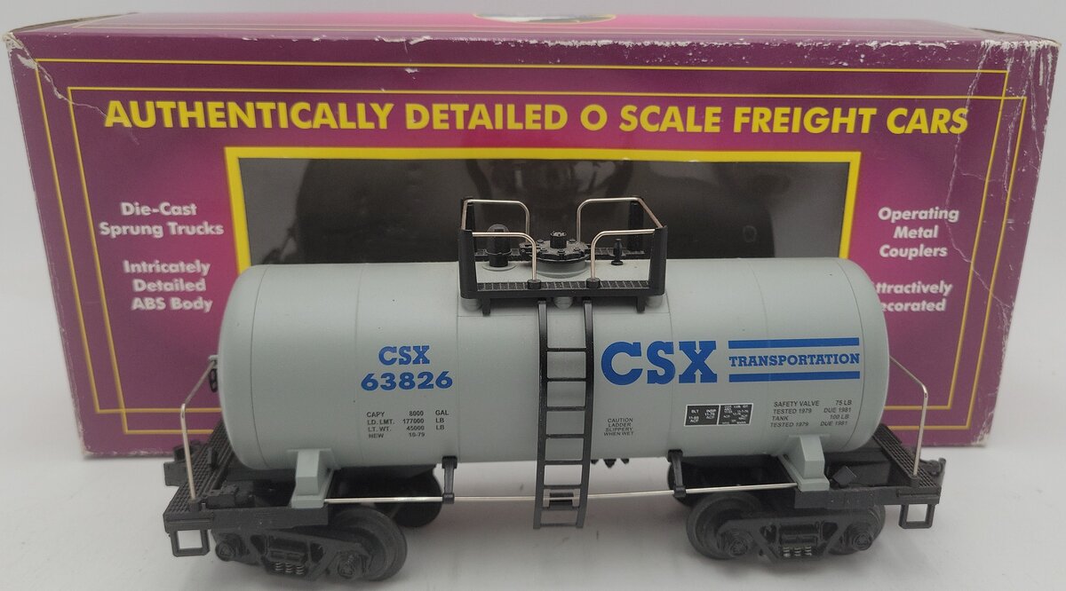 MTH 20-96003 O Gauge CSX 8000 Gallon Single Dome Tank Car #63826 EX/Box