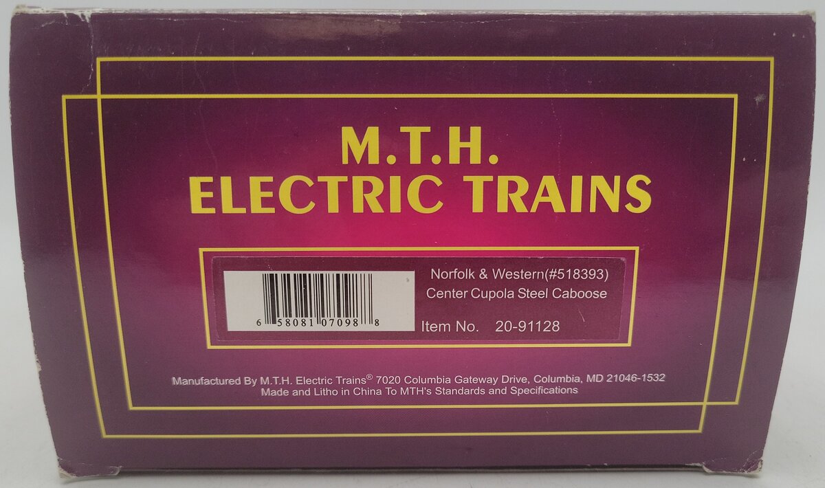 MTH 20-91128 O Gauge Norfolk & Western enter Cupola Steel Caboose #518393 EX/Box