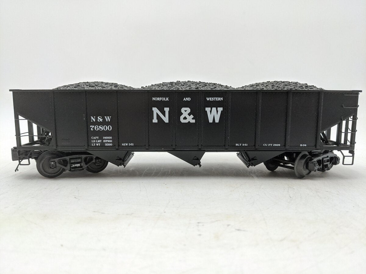 MTH 20-97785 O Norfolk & Western 3-Bay Hopper W/Coal Load #76800 EX/Box