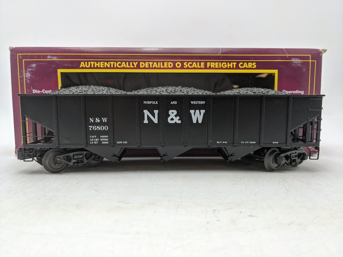 MTH 20-97785 O Norfolk & Western 3-Bay Hopper W/Coal Load #76800 EX/Box