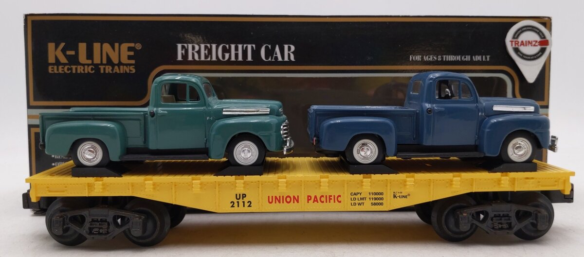 K-Line K661-2112 O Gauge Union Pacific Flat Car w/Autos #2112 LN/Box