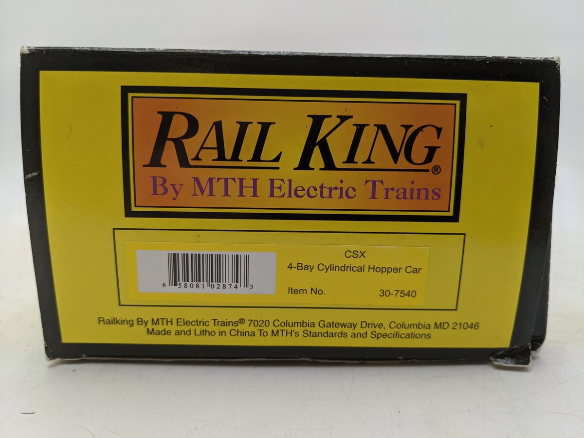 MTH 30-7540 O Gauge CSX 4-Bay Cylindrical Hopper Car #225360 EX/Box
