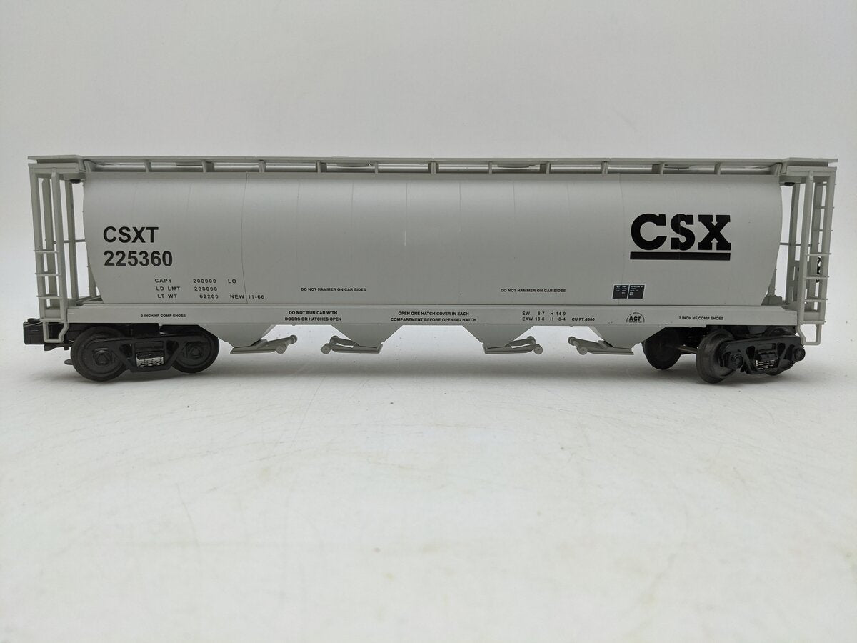 MTH 30-7540 O Gauge CSX 4-Bay Cylindrical Hopper Car #225360 EX/Box