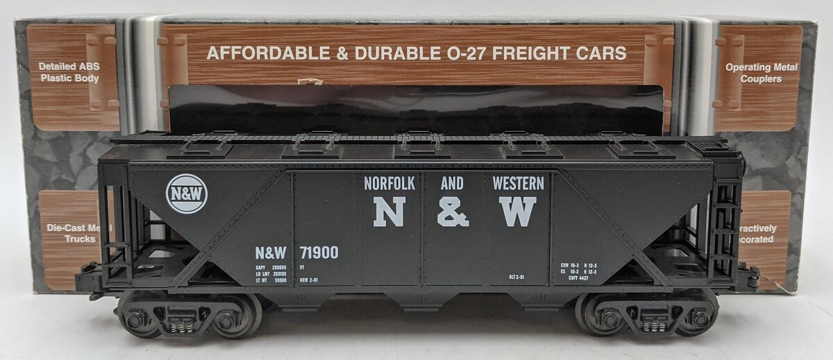 MTH 33-7502 O Gauge Norfolk & Western 3-Bay Covered Hopper #71900 LN/Box