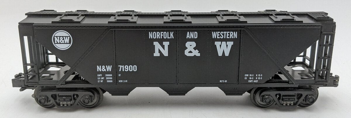 MTH 33-7502 O Gauge Norfolk & Western 3-Bay Covered Hopper #71900 LN/Box