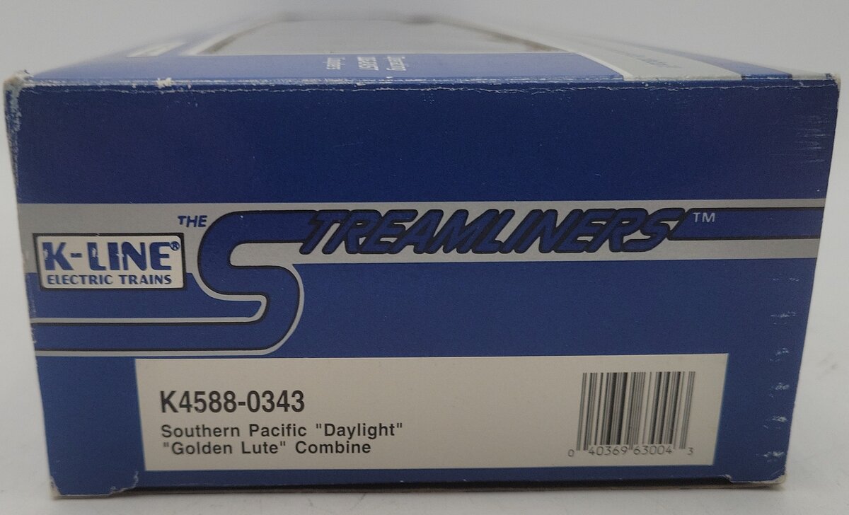 K-Line K4588-0343 O SP Daylight "Golden Lute" Streamliner Combine Car #343 EX/Box