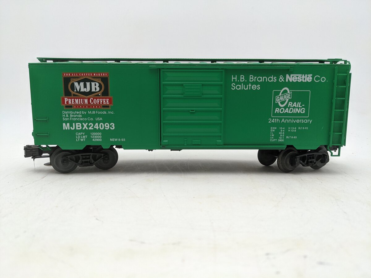 Weaver 24093 O Gauge MJB Coffee Boxcar (3-Rail) EX/Box