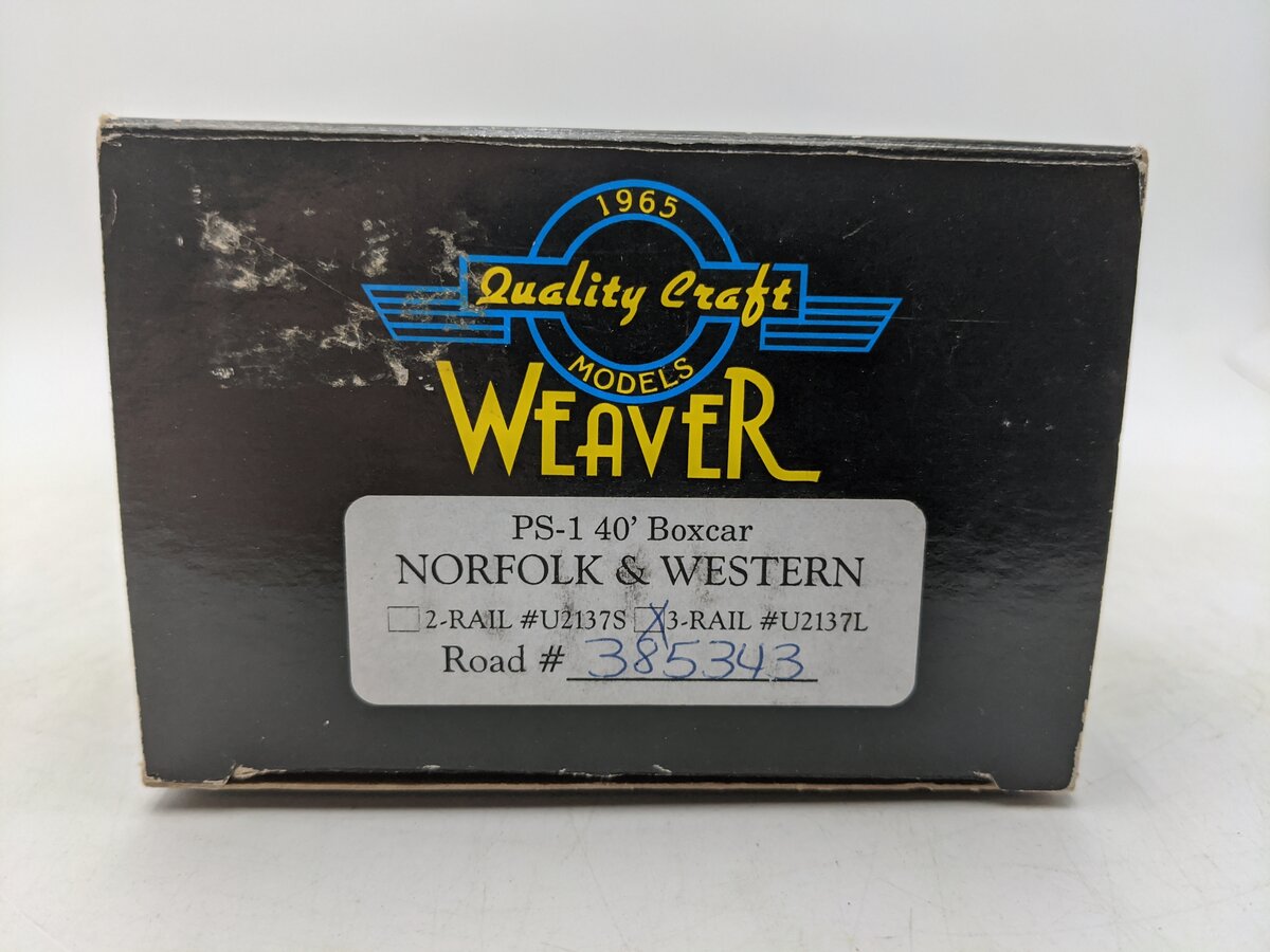 Weaver U2137L O Gauge Norfolk & Western PS-1 40' Boxcar #385343 (3 Rail) EX/Box