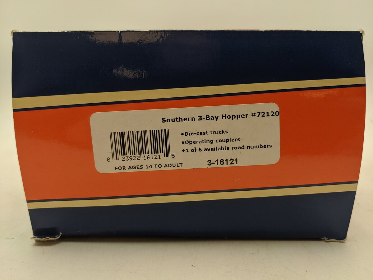 Lionel 3-16121 O Southern Railway 3-Bay Hopper #72120 EX/Box