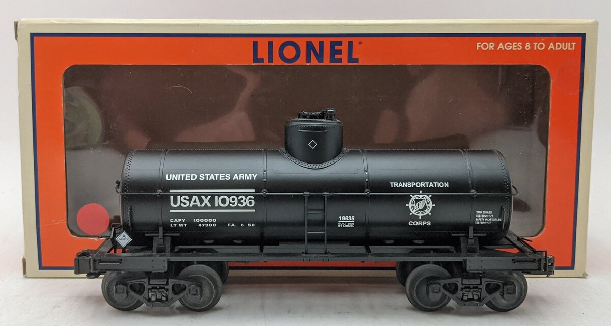 Lionel 6-19635 O Gauge U.S Army 8000 Gallon Tank Car #10936 LN/Box