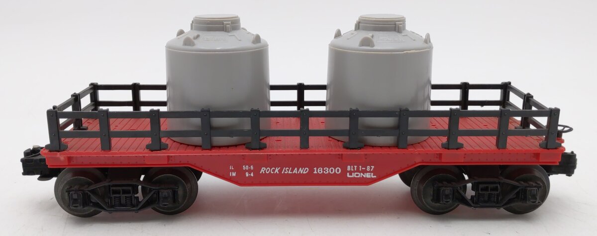 Lionel 6-16300 O Gauge Red Rock Island Flatcar with Fencing EX