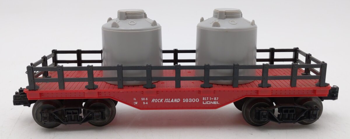 Lionel 6-16300 O Gauge Red Rock Island Flatcar with Fencing EX