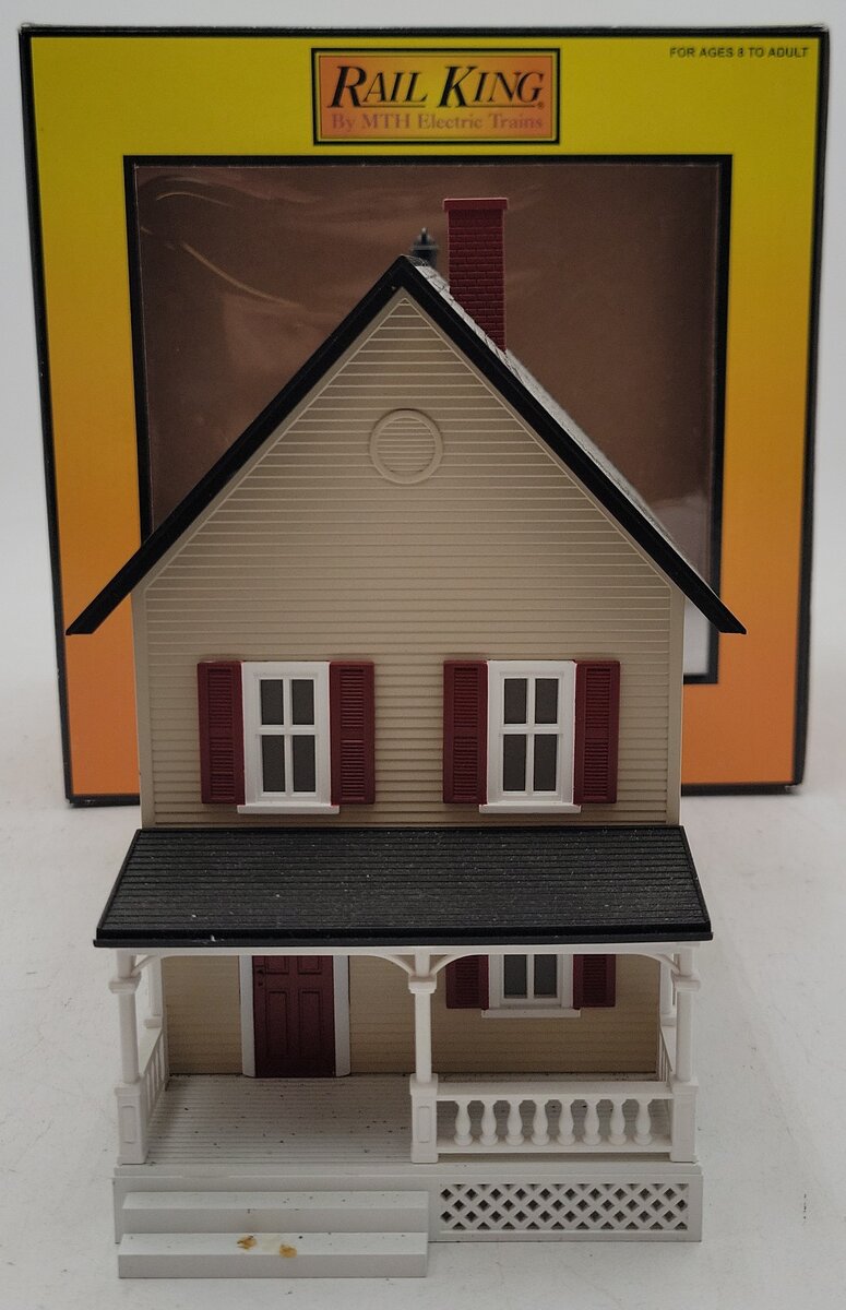 MTH 30-90043 O 2-Story Tan W/Red Shutters Row House W/Porch EX/Box