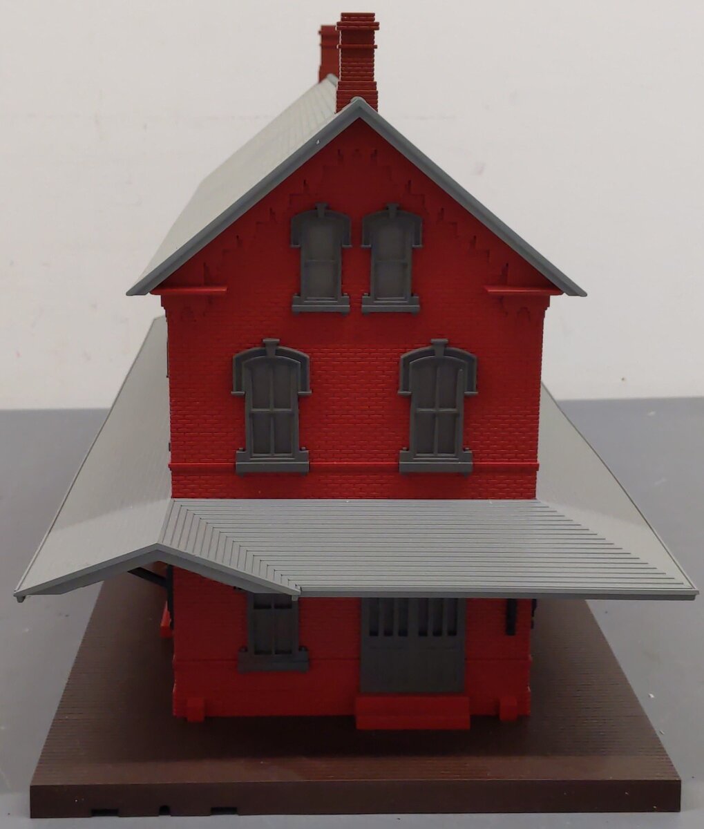MTH 30-9014 O Gauge Red Stone Passenger Station with 2 Platforms EX/Box