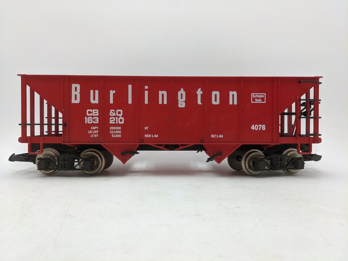 LGB 4076-M01 G Scale Burlington Hopper w/Coal Load #4076 - Metal Wheels VG/Box