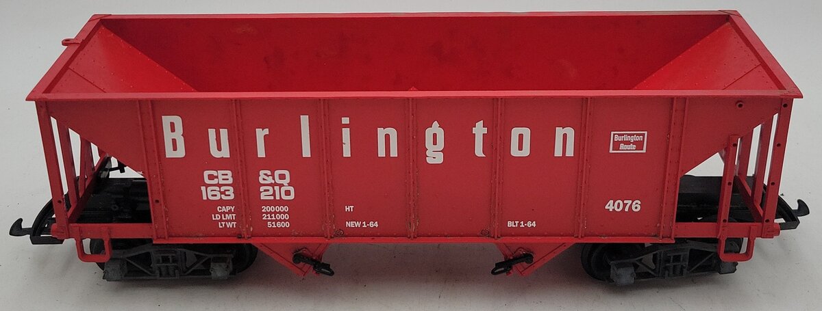 LGB 4076-M01 G Scale Burlington Hopper with No Coal Load #163210 VG