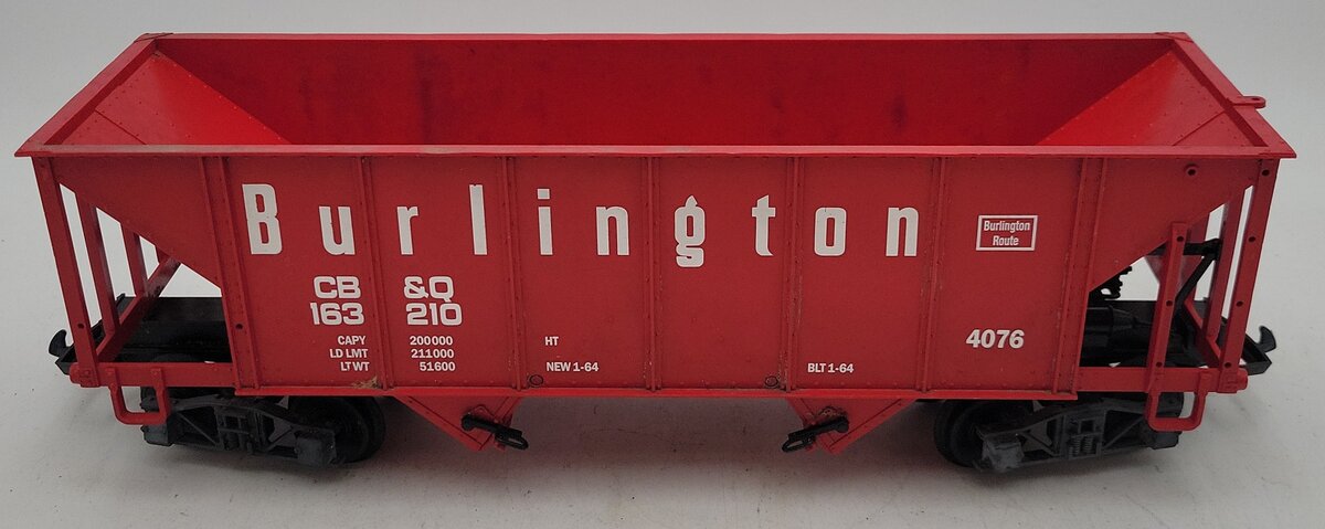 LGB 4076-M01 G Scale Burlington Hopper with No Coal Load #163210 VG