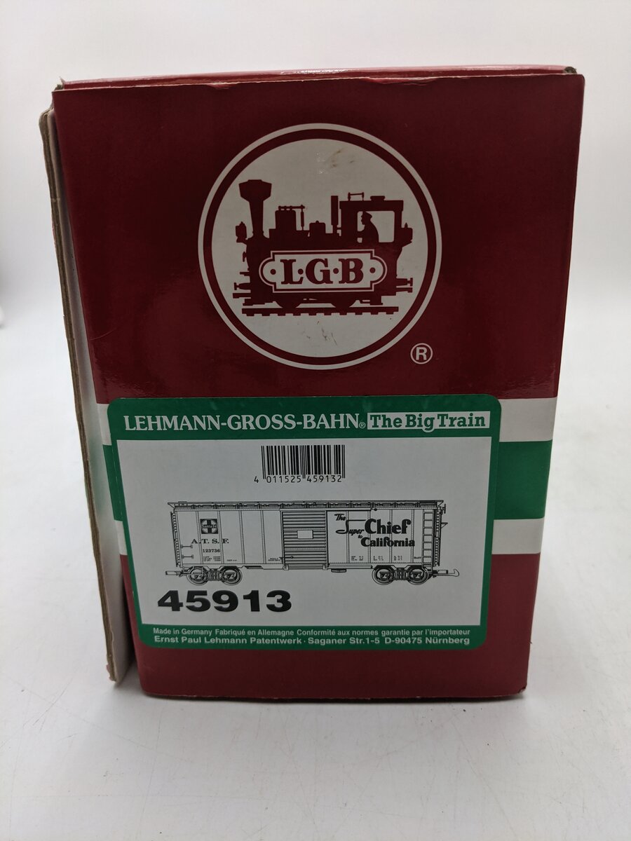 LGB 45913 Santa Fe Boxcar #123736 - Metal Wheels VG/Box