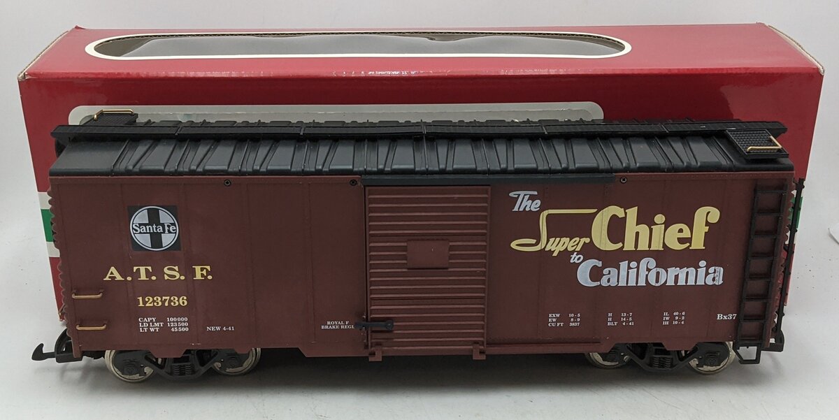 LGB 45913 Santa Fe Boxcar #123736 - Metal Wheels VG/Box