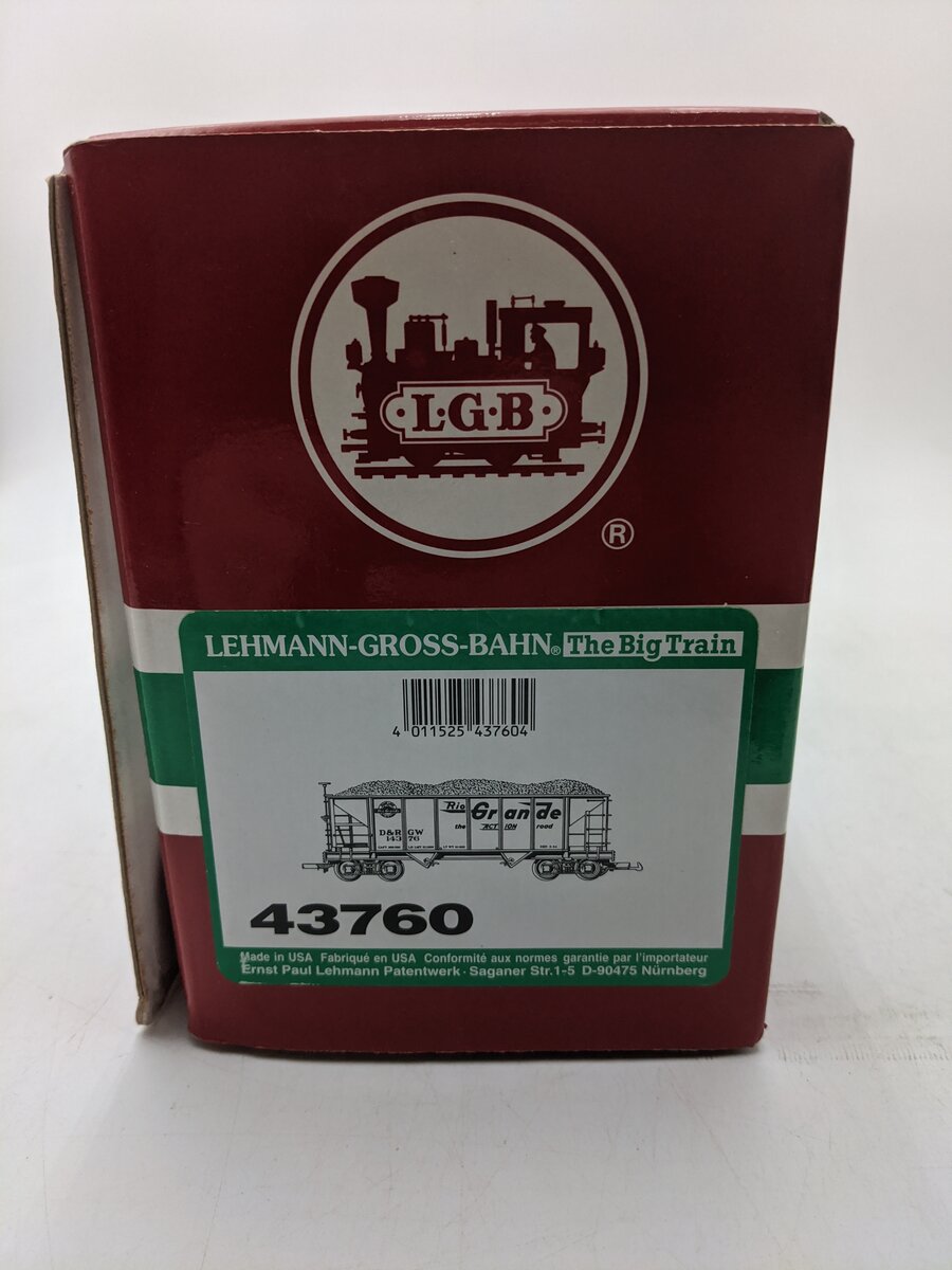 LGB 43760 Rio Grande 2 Bay Hopper- Metal Wheels VG/Box