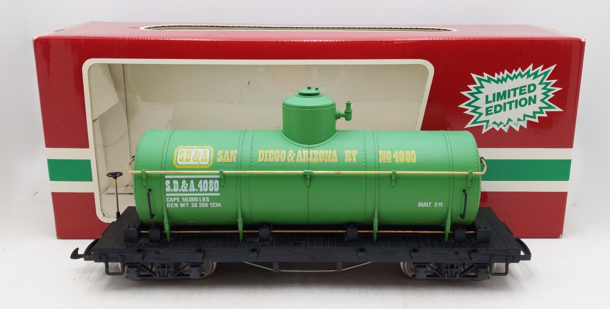 LGB 4080-Y05 G Scale San Diego & Arizona Tank Car (Metal Wheels) EX/Box