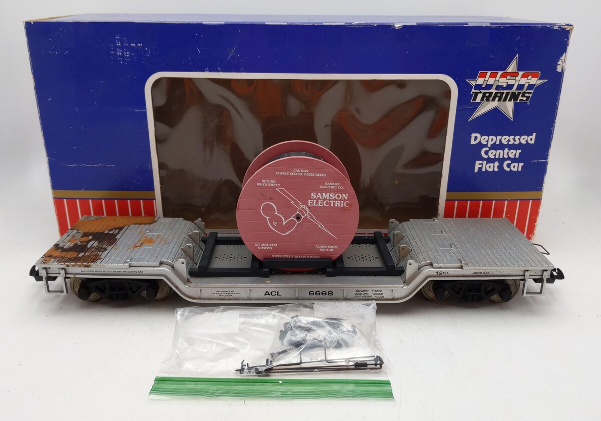 USA Trains 17316 Atlantic Coast Line Depressed Center Flat Car (Metal Wheels)/Box