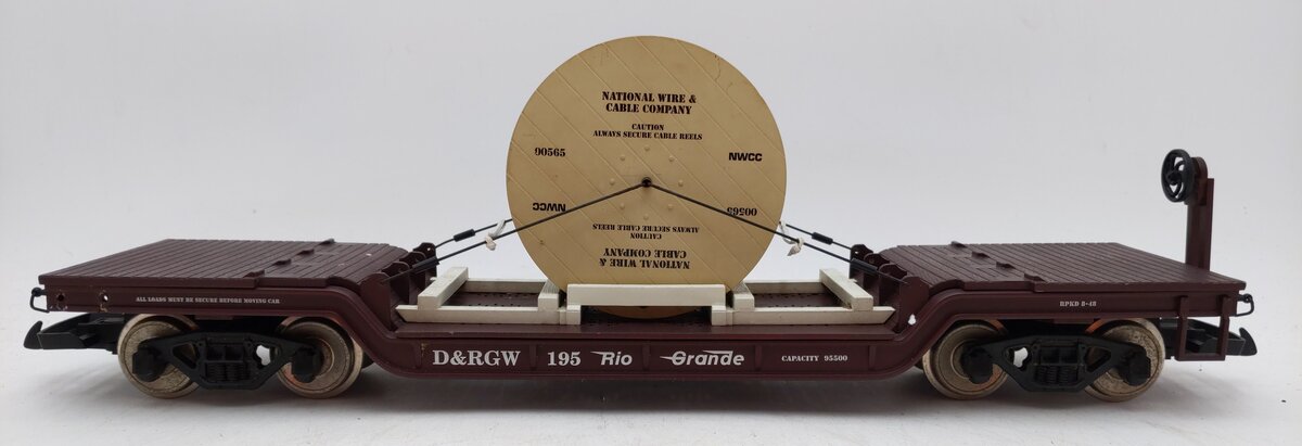 USA Trains R17311 G Denver & Rio Grande Western Depressed Center Flatcar #195 EX/Box