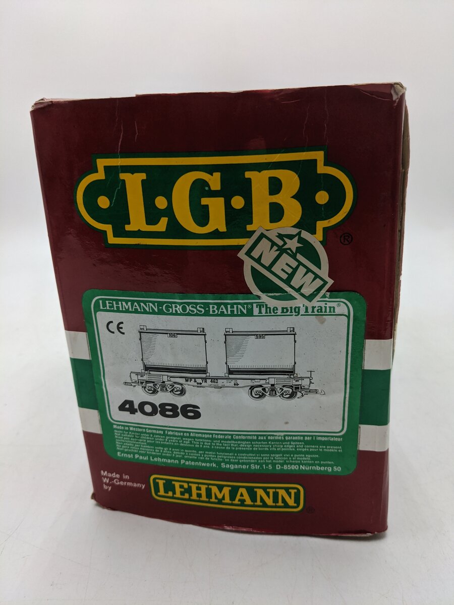 LGB 4086 G Scale WP&YR Forney Flatcar w/Ore Container Load #462 (Metal Wheels) EX/Box