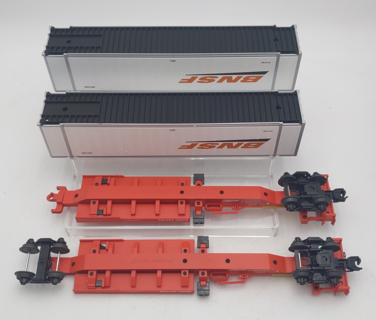 MTH 20-95103 O BNSF Spine Car Set with 2 48' Containers (Set of 2) LN/Box